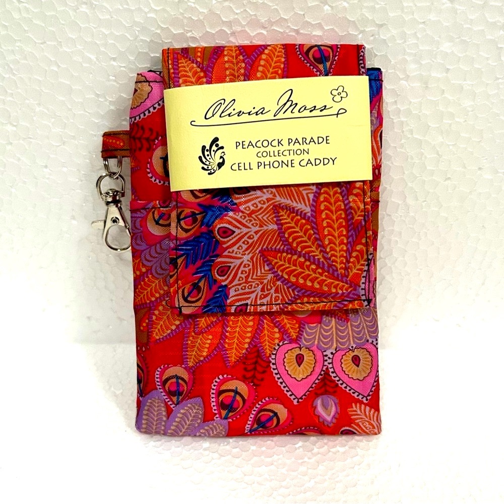 NWT Olivia Moss Cell Phone Caddy Peacock Parade